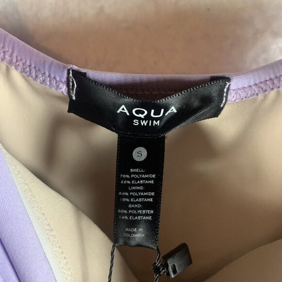 Aqua Swim One Piece Swimsuit Women's Small Lavender Stretch Belted-Waist S9805 - Picture 4 of 6